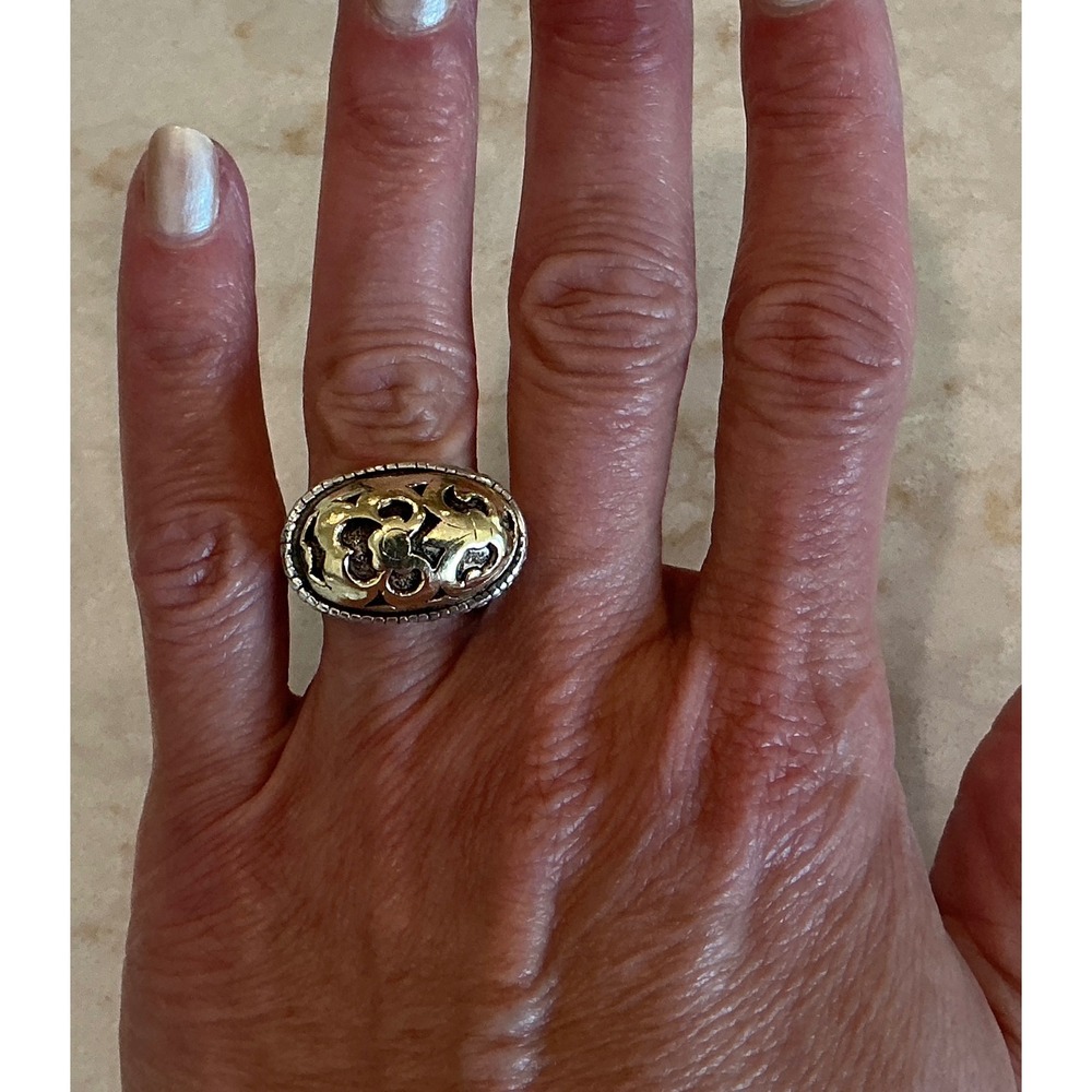 John Hardy 925 Sterling Silver 18K Gold 925 Silver Oval Ring Size 6.5 - Picture 7 of 10